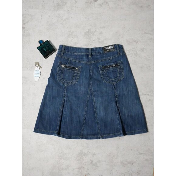 Y2k Your Mind Ruffled Denim Jeans Skirt - Picture 2 of 4
